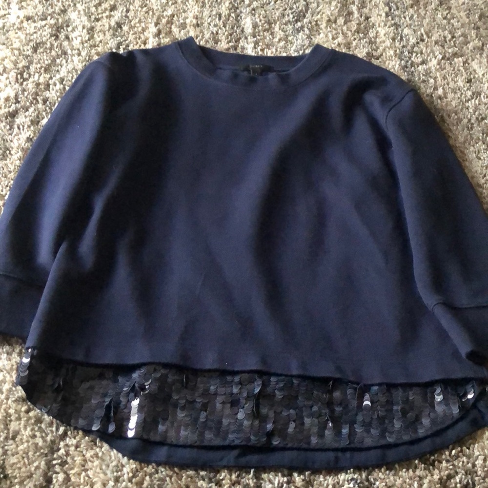 Navy blue with sequin hem. J CREW